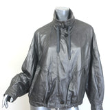 Brunello Cucinelli Monili-Trim Metallic Leather Bomber Jacket Silver Size 42