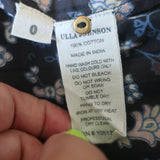 Ulla Johnson Gaia Ruffle Top Dark Brown/Black Floral Print Cotton Size 0