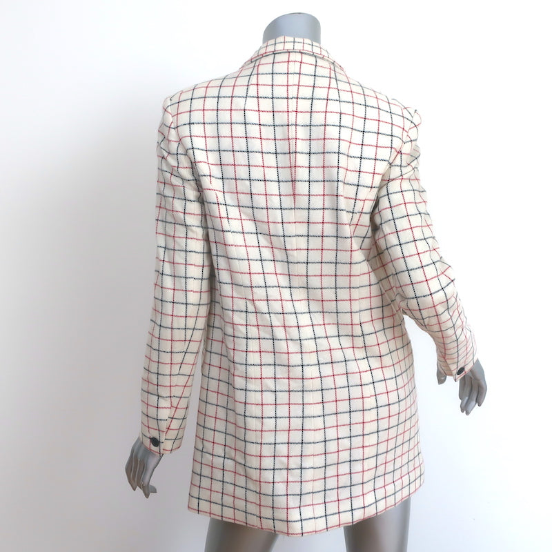 Rag &amp; Bone Nova Oversize Blazer Ivory Checked Wool Size 2 Single-Button Jacket