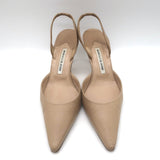 Manolo Blahnik Carolyne 70 Slingback Pumps Beige Leather Size 41