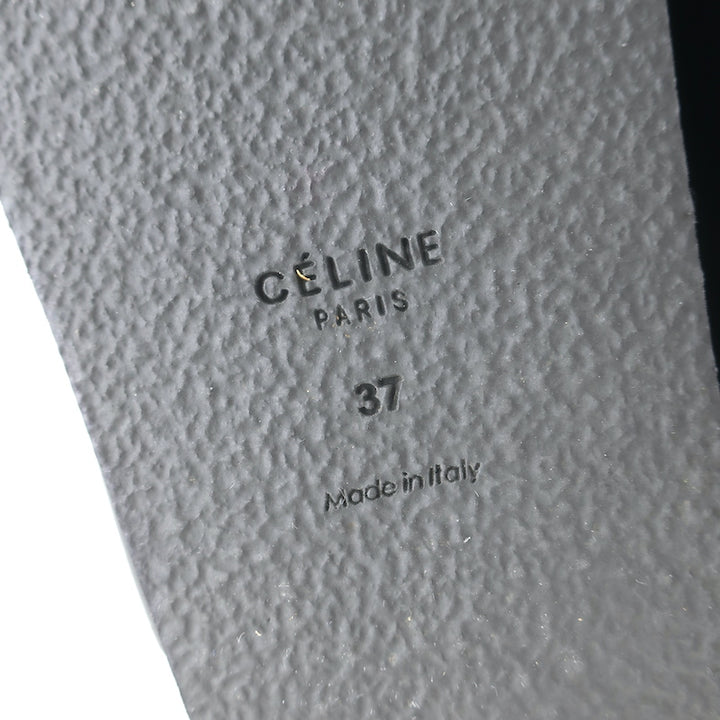 Celine Double Band Slide Sandals Black Patent Leather Size 37