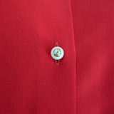 Gucci Ruffle-Trimmed Collared Shirt Red Silk Size 44 Long Sleeve Blouse