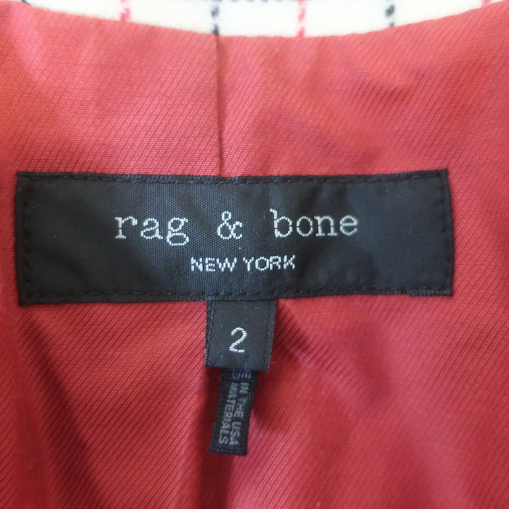 Rag &amp; Bone Nova Oversize Blazer Ivory Checked Wool Size 2 Single-Button Jacket