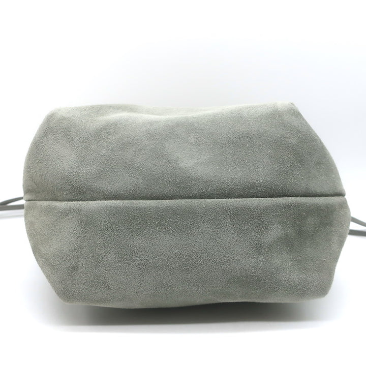 Brunello Cucinelli Monili Strap Bucket Bag Gray Suede Small Crossbody