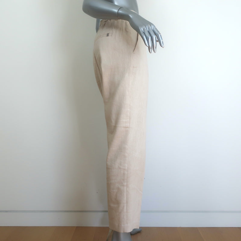 Brochu Walker Talia Cropped Pants Flax Beige Stretch Linen Size Small