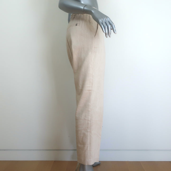 Brochu Walker Talia Cropped Pants Flax Beige Stretch Linen Size Small