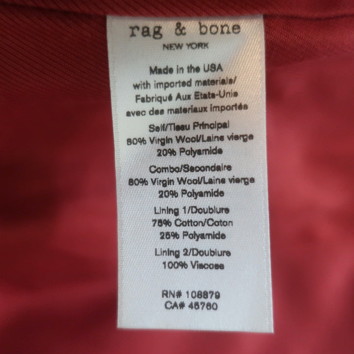 Rag &amp; Bone Nova Oversize Blazer Ivory Checked Wool Size 2 Single-Button Jacket