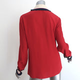 Gucci Ruffle-Trimmed Collared Shirt Red Silk Size 44 Long Sleeve Blouse