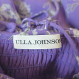 Ulla Johnson Penninah Cold Shoulder Ruffle Midi Dress Purple Floral Print Size 0