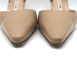 Manolo Blahnik Carolyne 70 Slingback Pumps Beige Leather Size 41