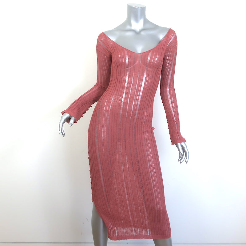 cult gaia pink dress Cult Gaia Antonella Long Sleeve Midi Dress Pink Ribbed Knit Size Small – Celebrity Owned