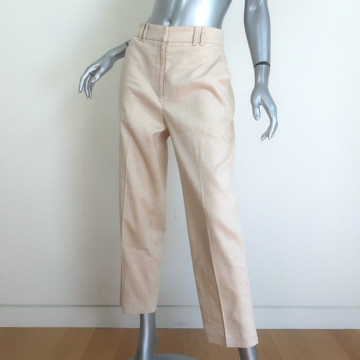 Brochu Walker Talia Cropped Pants Flax Beige Stretch Linen Size Small