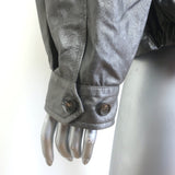 Brunello Cucinelli Monili-Trim Metallic Leather Bomber Jacket Silver Size 42