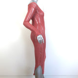 Cult Gaia Antonella Long Sleeve Midi Dress Pink Ribbed Knit Size Small