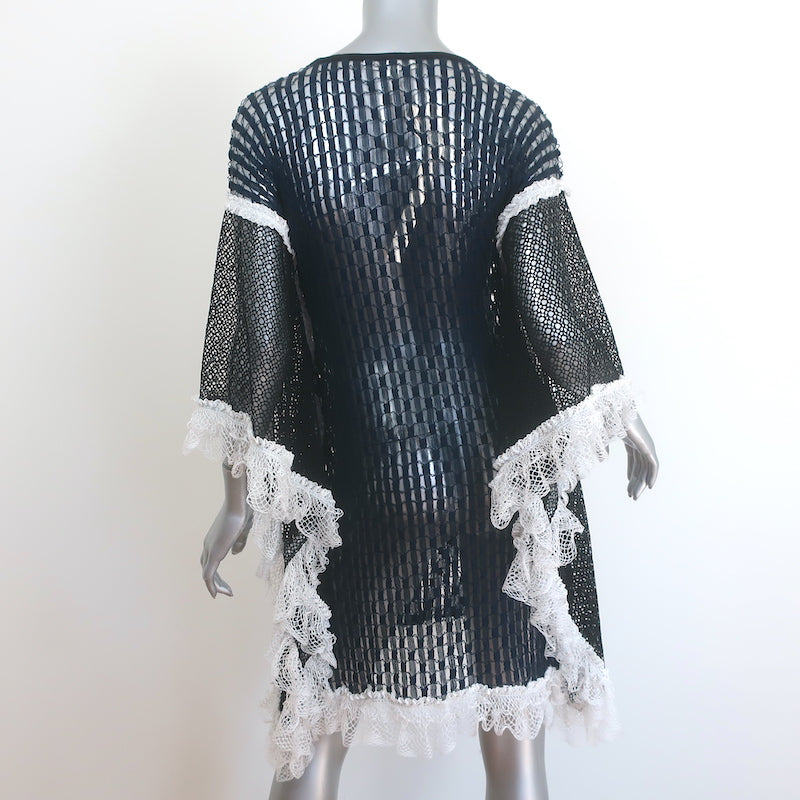 Jonathan Simkhai Ruffled Lace-Trim Crochet Cover-Up Dress Navy Size Small NEW