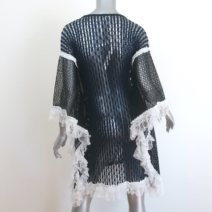 Jonathan Simkhai Ruffled Lace-Trim Crochet Cover-Up Dress Navy Size Small NEW