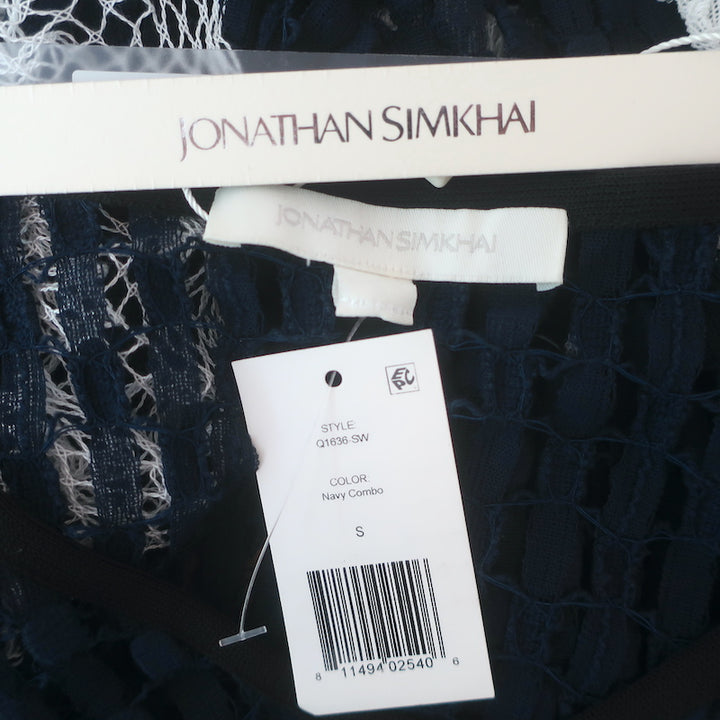 Jonathan Simkhai Ruffled Lace-Trim Crochet Cover-Up Dress Navy Size Small NEW