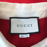 Gucci Ruffle-Trimmed Collared Shirt Red Silk Size 44 Long Sleeve Blouse