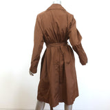 Bottega Veneta Trench Coat Brown Silk-Blend Size 40 Belted Long Jacket