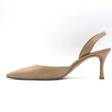 Manolo Blahnik Carolyne 70 Slingback Pumps Beige Leather Size 41