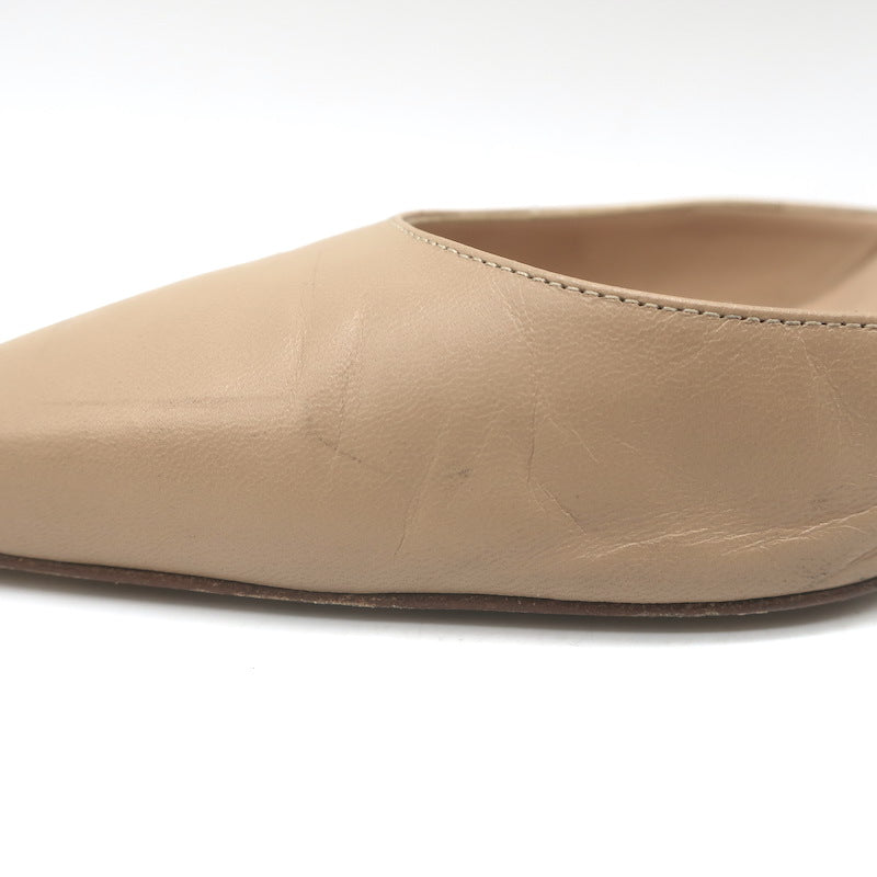 Manolo Blahnik Carolyne 70 Slingback Pumps Beige Leather Size 41
