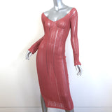 Cult Gaia Antonella Long Sleeve Midi Dress Pink Ribbed Knit Size Small