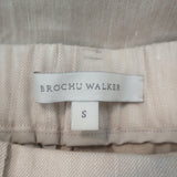 Brochu Walker Talia Cropped Pants Flax Beige Stretch Linen Size Small
