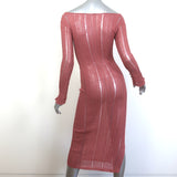 Cult Gaia Antonella Long Sleeve Midi Dress Pink Ribbed Knit Size Small