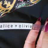 Alice + Olivia Puff Sleeve Mini Dress Dana Multicolor Floral Print Crepe Size 4