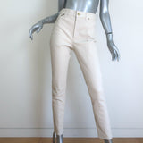 Polo Ralph Lauren Lambskin Leather 5 Pocket Skinny Pants Cream Size 8