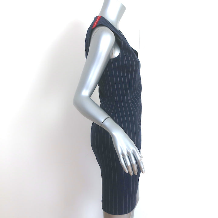 Rag &amp; Bone Sleeveless Mini Dress Lexi Navy Striped Stretch Cotton Size 0
