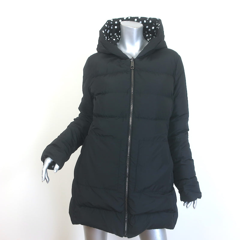 Dolce &amp; Gabbana Reversible Hooded Down Puffer Jacket Black Polka Dot Size 44