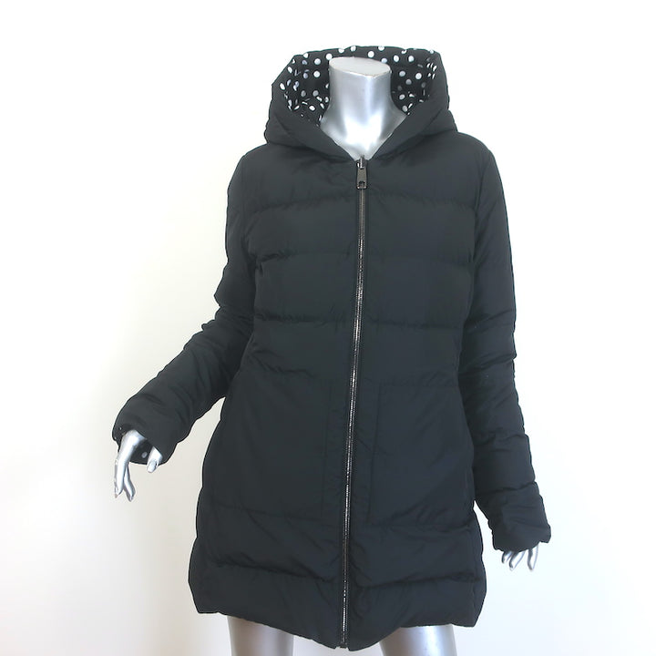 Dolce &amp; Gabbana Reversible Hooded Down Puffer Jacket Black Polka Dot Size 44