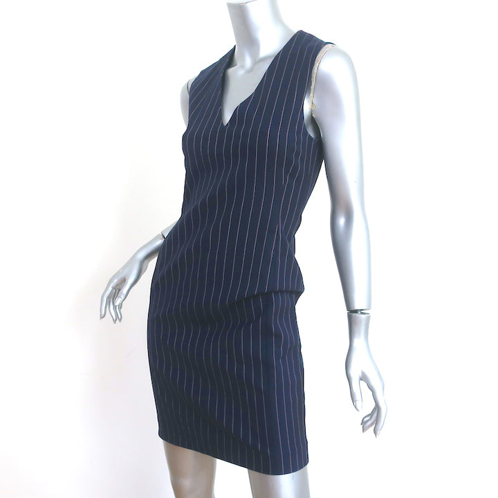 Rag &amp; Bone Sleeveless Mini Dress Lexi Navy Striped Stretch Cotton Size 0