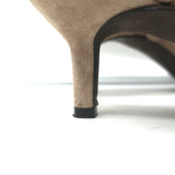 Brunello Cucinelli Monili Crisscross Kitten Heel Sandals Beige Suede Size 37