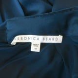 Veronica Beard Bow Back Blouse Chilton Navy Silk Satin Size 10 Long Sleeve Top
