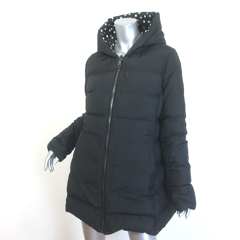 Dolce &amp; Gabbana Reversible Hooded Down Puffer Jacket Black Polka Dot Size 44