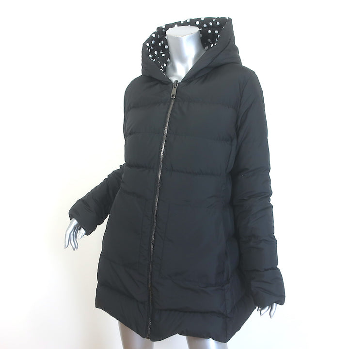 Dolce &amp; Gabbana Reversible Hooded Down Puffer Jacket Black Polka Dot Size 44