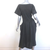 James Perse Striped Short Sleeve Midi Dress Black Cotton-Blend Size 1