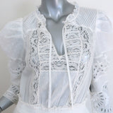 LoveShackFancy Isidore Puff Sleeve Mini Dress White Cotton Size Large NEW