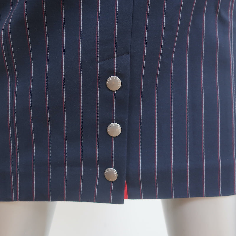 Rag &amp; Bone Sleeveless Mini Dress Lexi Navy Striped Stretch Cotton Size 0