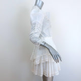LoveShackFancy Isidore Puff Sleeve Mini Dress White Cotton Size Large NEW