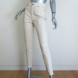 Polo Ralph Lauren Lambskin Leather 5 Pocket Skinny Pants Cream Size 8