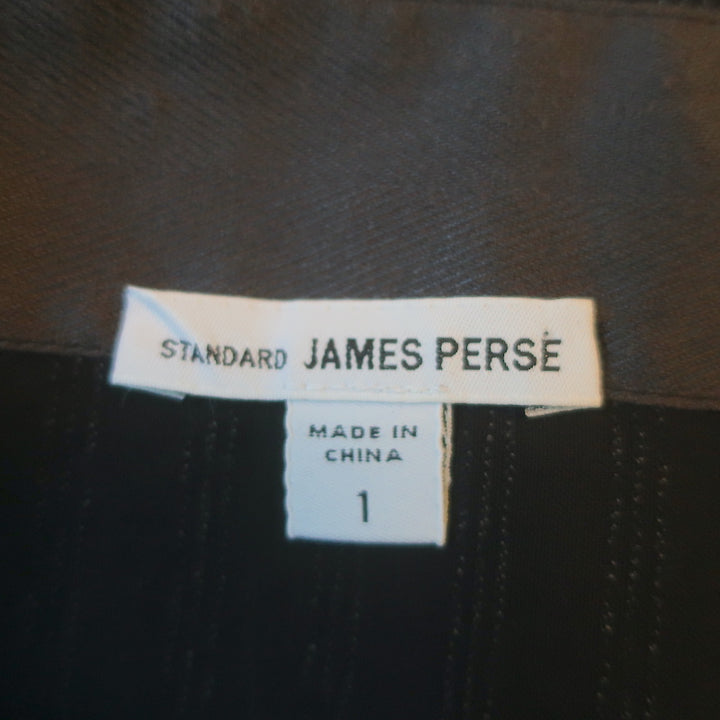James Perse Striped Short Sleeve Midi Dress Black Cotton-Blend Size 1