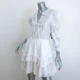 LoveShackFancy Isidore Puff Sleeve Mini Dress White Cotton Size Large NEW
