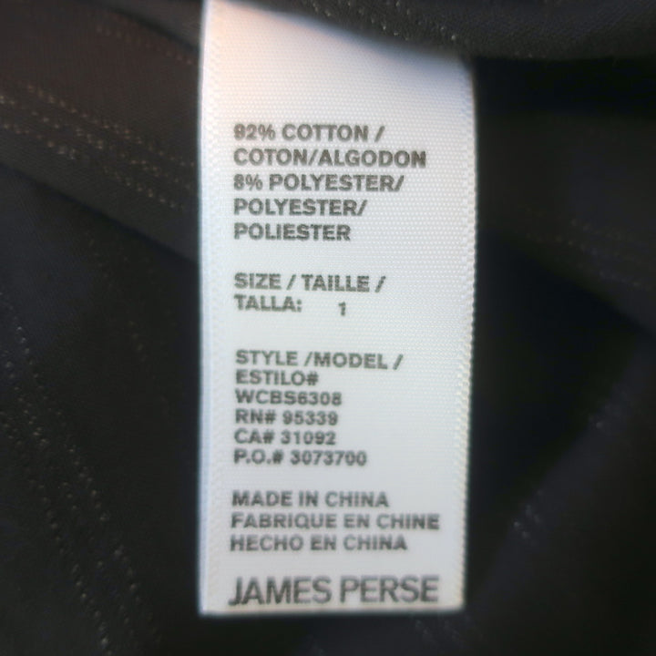 James Perse Striped Short Sleeve Midi Dress Black Cotton-Blend Size 1