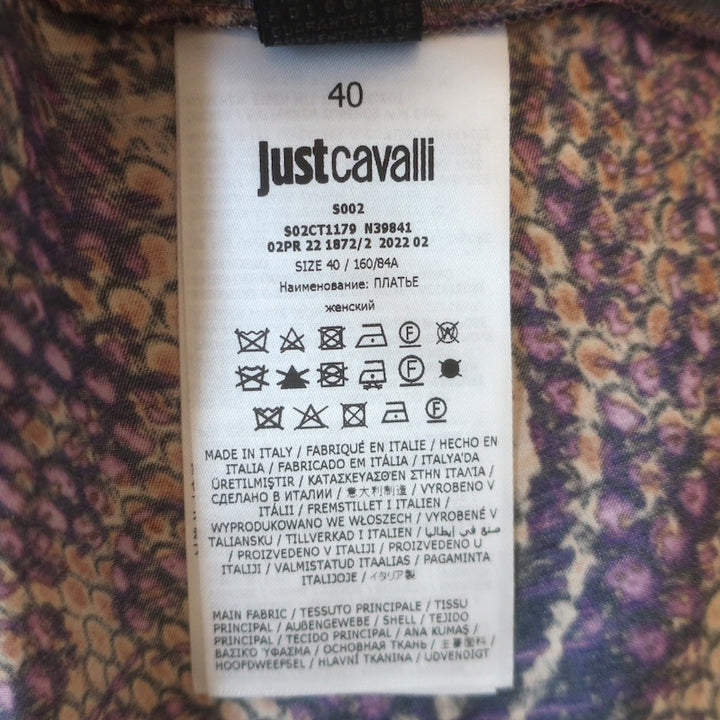 Just Cavalli Maxi Slip Dress Purple Baroque Snakeskin Print Satin Size 40 NEW