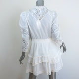 LoveShackFancy Isidore Puff Sleeve Mini Dress White Cotton Size Large NEW