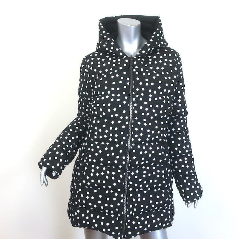 Dolce &amp; Gabbana Reversible Hooded Down Puffer Jacket Black Polka Dot Size 44