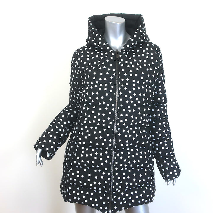 Dolce &amp; Gabbana Reversible Hooded Down Puffer Jacket Black Polka Dot Size 44
